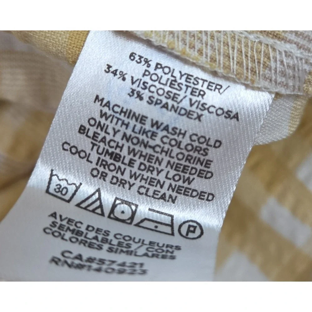 Ann‎ Taylor Yellow Plaid A-Line Square Neck Dress 16 Belted Cottagecore Peasant